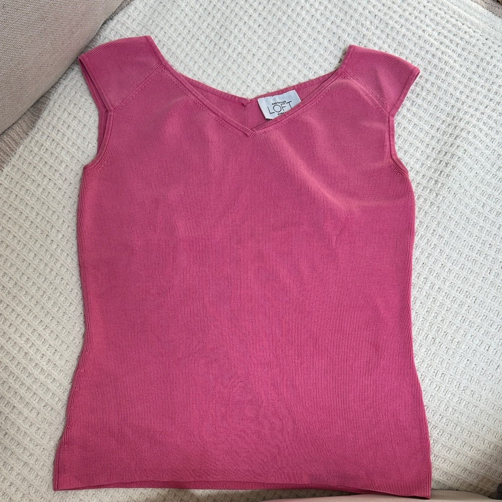 LOFT vintage Vivid Pink Tank Top SILK TOP